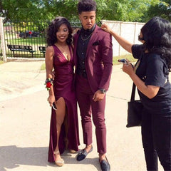 Burgundy Casual Prom Party Suit - 2 Pieces for Man
