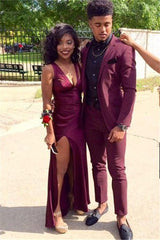 Burgundy Casual Prom Party Suit - 2 Pieces for Man