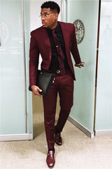 Burgundy Dinner One-Button Prom Suit for Groom - Elegant Style