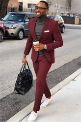 Burgundy Party Prom Suit - Elegant Formal Online for Guys with One Button