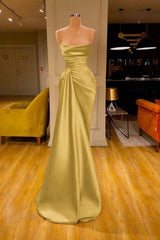 Spaghetti Strap Mermaid Long Prom Dress with Ruffles and Pleats