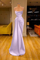 Spaghetti Strap Mermaid Long Prom Dress with Ruffles and Pleats