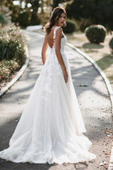 Cap Sleeve Tulle Lace A-Line Wedding Dress