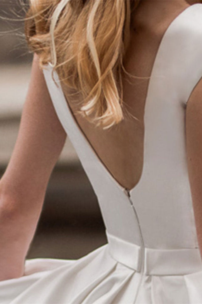 Cap Sleeve Wedding Dress with Pockets