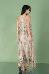 Babyonlines Casual Floral Halter Sleeveless Long A-line Dresses