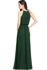 Casual Long Halter Chiffon Floor Length A Line Bridesmaid Dress