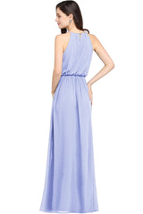 Casual Long Halter Chiffon Floor Length A Line Bridesmaid Dress