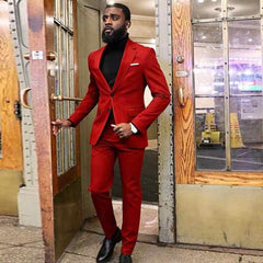 Casual Red Party Prom Suit - Fashionable 2-Piece Sale Item for Men