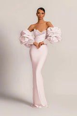 Purple Strapless Mermaid Long Prom Dress with Appliques