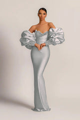 Purple Strapless Mermaid Long Prom Dress with Appliques
