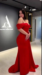 Charming Red Off the Shoulder Sweetheart Strapless Long Prom Dress