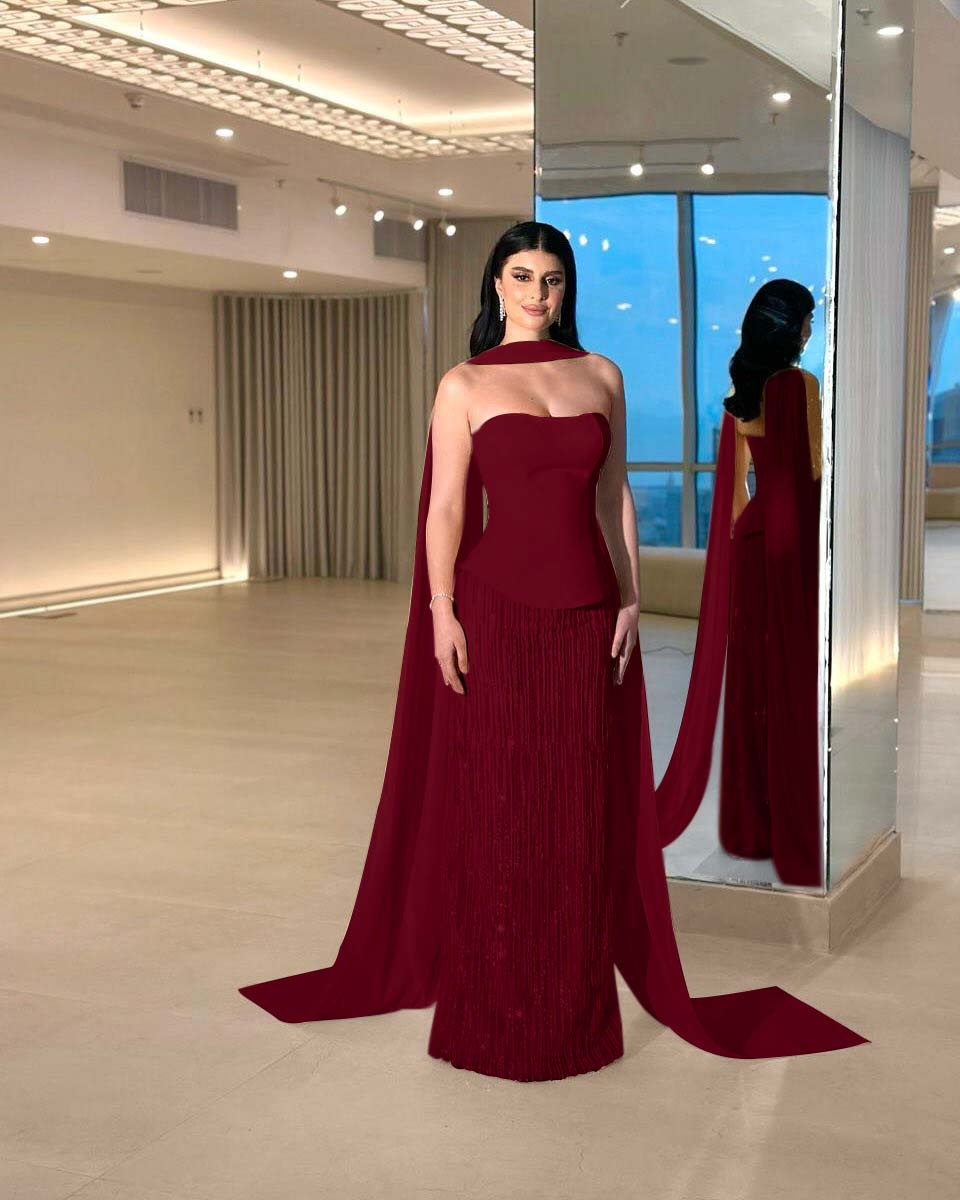 Charming Strapless Long Prom Dress with Beading and Pleats