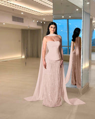 Charming Strapless Long Prom Dress with Beading and Pleats