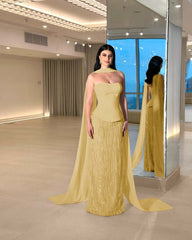Charming Strapless Long Prom Dress with Beading and Pleats
