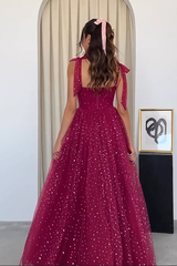 Charming Sweetheart Tulle Long Prom Dress with Sequins