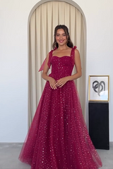 Charming Sweetheart Tulle Long Prom Dress with Sequins