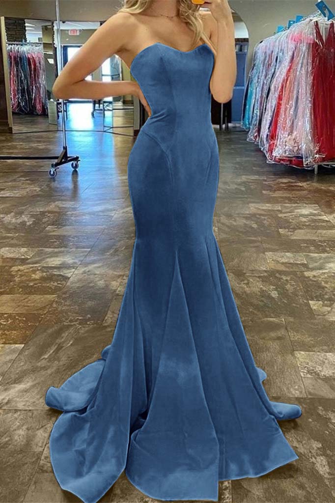 Charming Strapless Sweetheart Mermaid Long Prom Dress