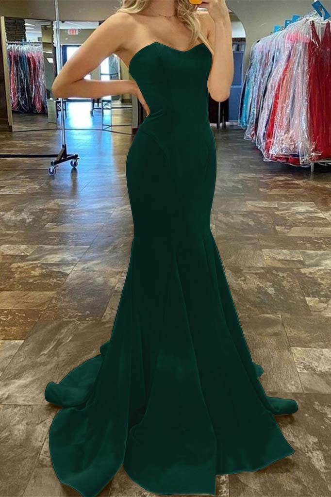 Charming Strapless Sweetheart Mermaid Long Prom Dress