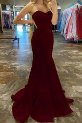Charming Strapless Sweetheart Mermaid Long Prom Dress