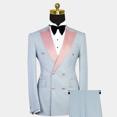 Chic Double-Breasted Wedding Suit with Peaked Lapel for Men¡¯s Parties
