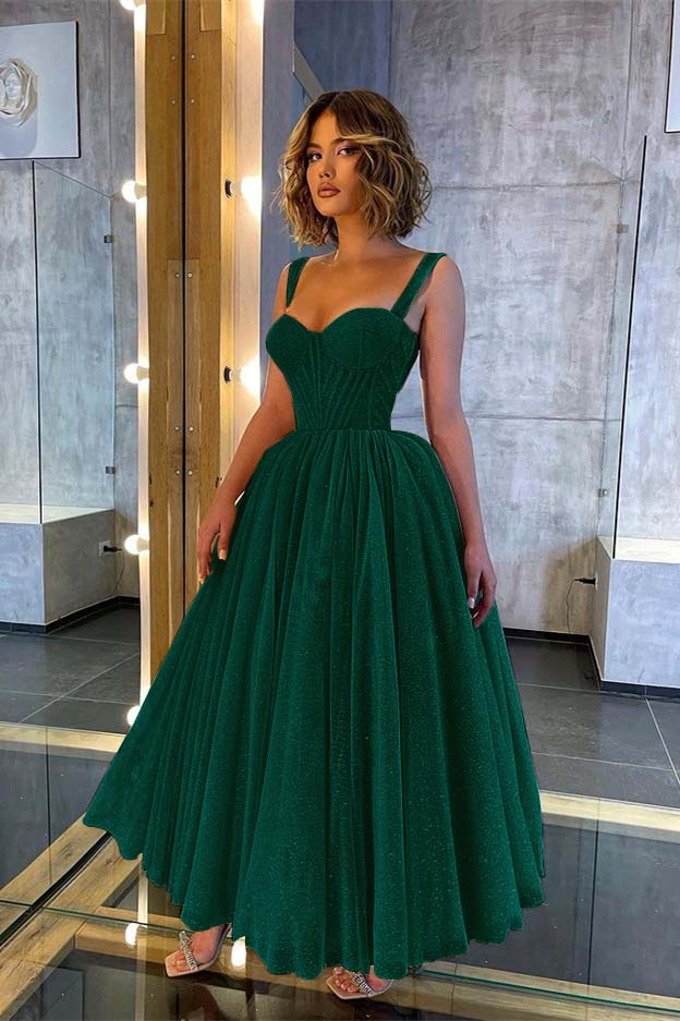 Sweetheart Spaghetti Strap A-Line Prom Dress with Sequins