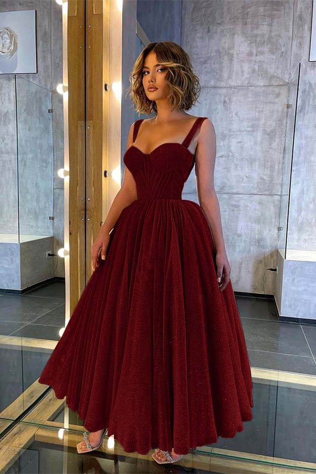 Sweetheart Spaghetti Strap A-Line Prom Dress with Sequins