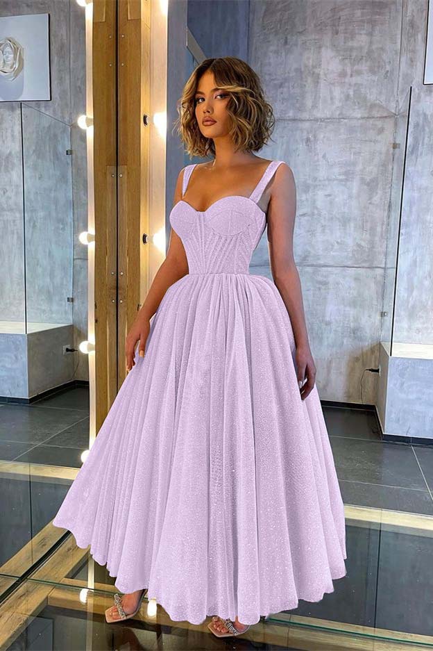 Sweetheart Spaghetti Strap A-Line Prom Dress with Sequins