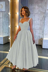 Sweetheart Spaghetti Strap A-Line Prom Dress with Sequins