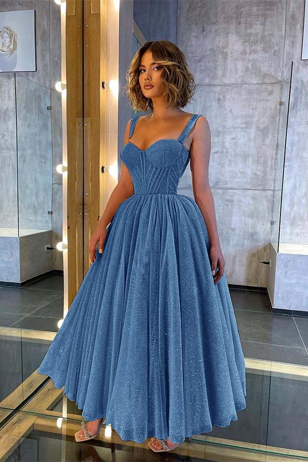 Sweetheart Spaghetti Strap A-Line Prom Dress with Sequins