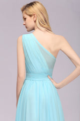 Chic Hi-Lo One Shoulder Ruffle Affordable Bridesmaid Dress Affordable-Babyonlines