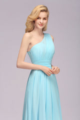 Chic Hi-Lo One Shoulder Ruffle Affordable Bridesmaid Dress Affordable-Babyonlines