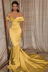 Chic Off the Shoulder Mermaid Long Prom Dress with Beading
