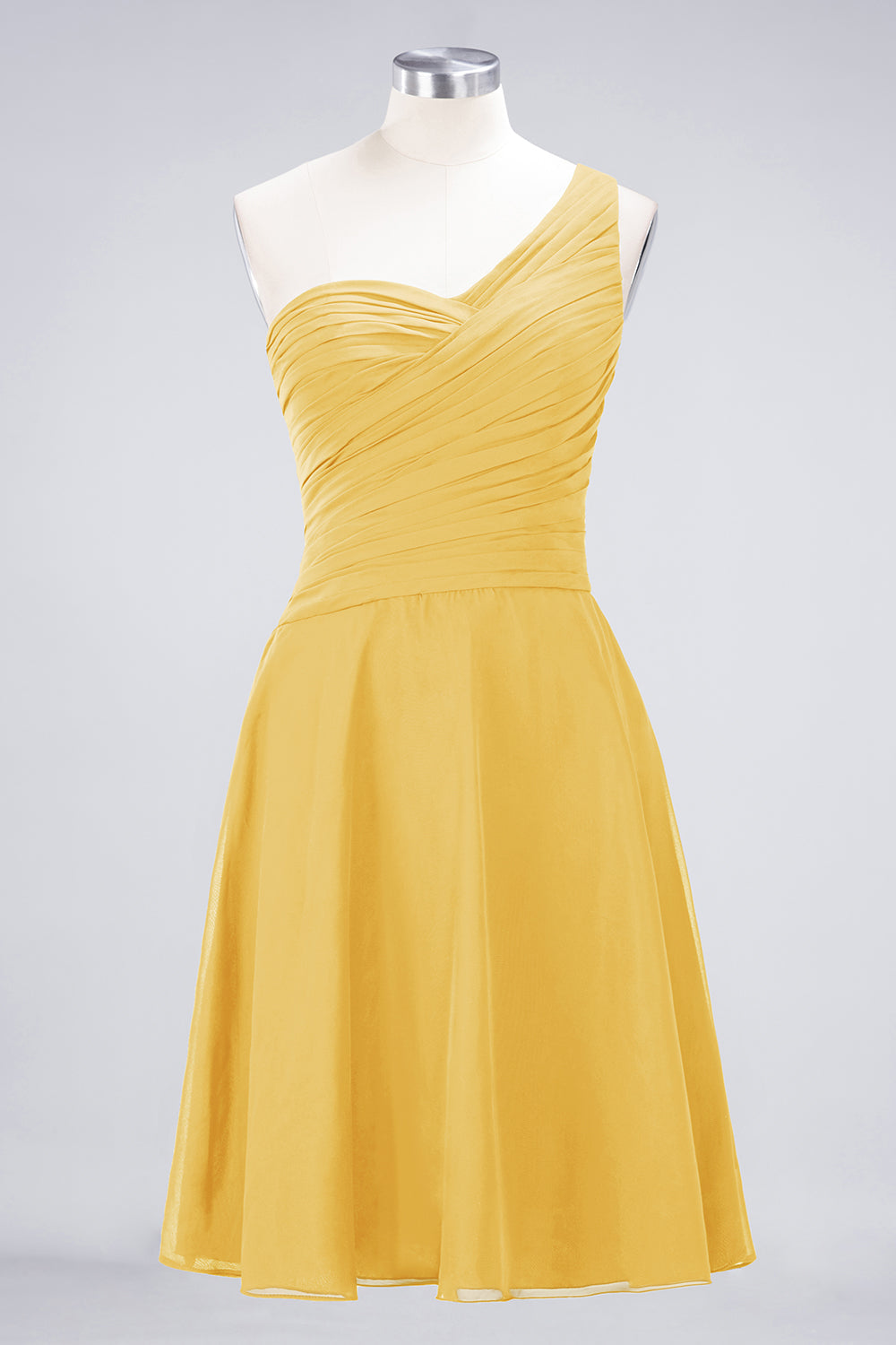 Chic One-Shoulder Short Burgundy Affordable Bridesmaid Dress with Ruffle-Babyonlines