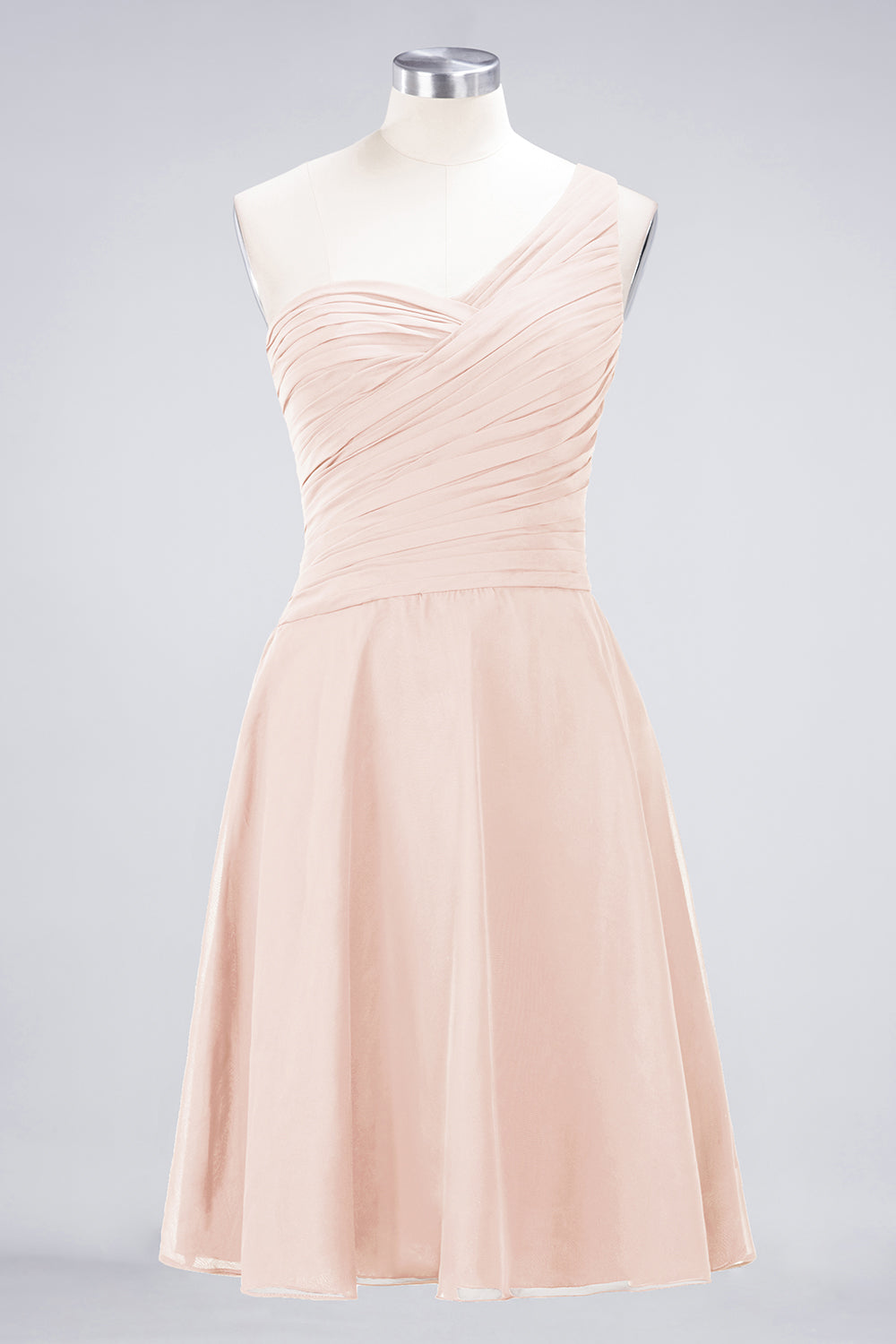 Chic One-Shoulder Short Burgundy Affordable Bridesmaid Dress with Ruffle-Babyonlines