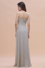 Chic Spaghetti Straps Chiffon Lace A-Line Bridesmaid Dress On Sale-Babyonlines
