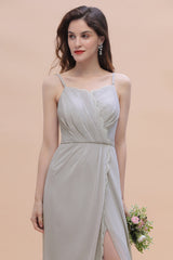 Chic Spaghetti Straps Chiffon Lace A-Line Bridesmaid Dress On Sale-Babyonlines