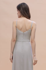 Chic Spaghetti Straps Chiffon Lace A-Line Bridesmaid Dress On Sale-Babyonlines