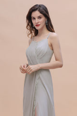 Chic Spaghetti Straps Chiffon Lace A-Line Bridesmaid Dress On Sale-Babyonlines