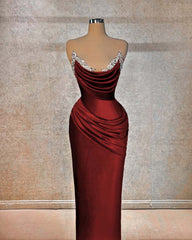 Chic Strapless Long Pleated Prom Dress with Beading