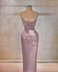 Chic Strapless Long Pleated Prom Dress with Beading