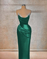 Chic Strapless Long Pleated Prom Dress with Beading
