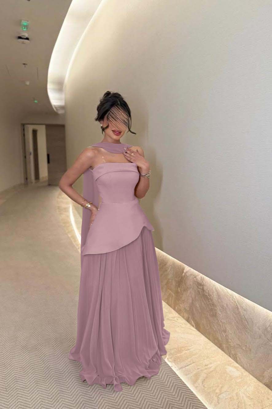 Chic Strapless Long Prom Dress with Ruffles Pleated