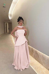 Chic Strapless Long Prom Dress with Ruffles Pleated