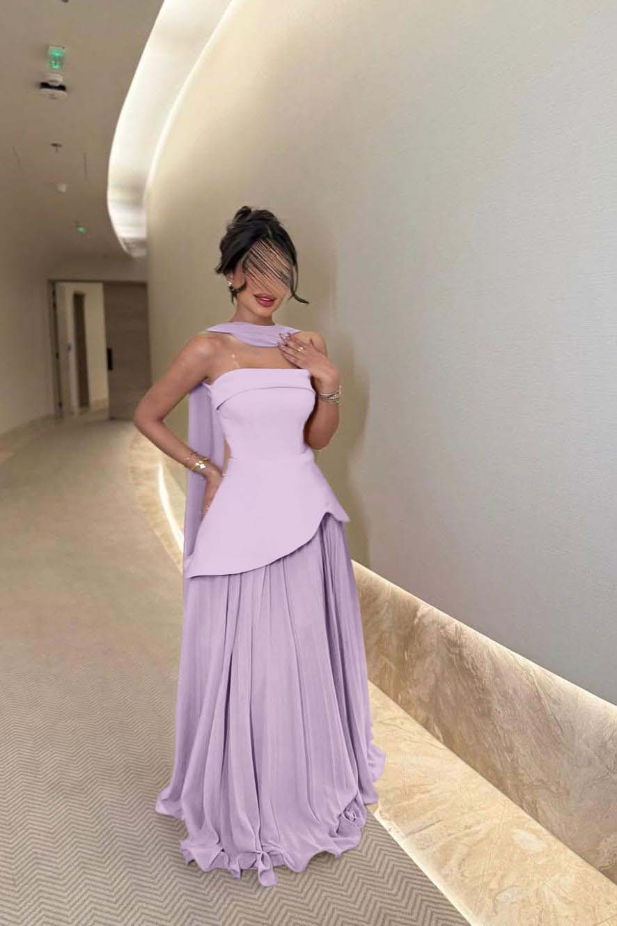 Chic Strapless Long Prom Dress with Ruffles Pleated