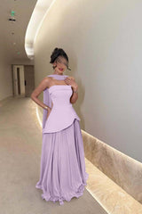 Chic Strapless Long Prom Dress with Ruffles Pleated