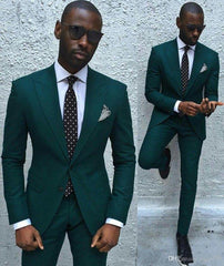Classic Dark Green Peaked Lapel Formal Dinner Suit for Men