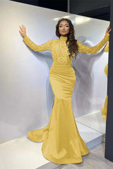 Classic Red Long Sleeve Mermaid Long Prom Dress with Pleated