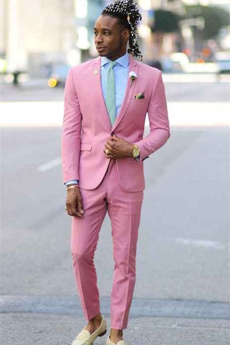 Classic Santiago Pink Two-Piece Tuxedo with Notched Lapel for Wedding
