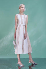 Babyonlines Crew-neck Sleeveless A-line Dresses with Sash