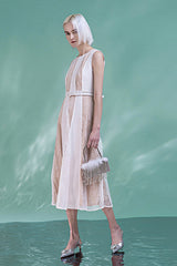 Babyonlines Crew-neck Sleeveless A-line Dresses with Sash